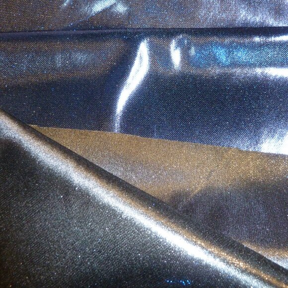 Highly shiny royal blue fabric with matte black reverse side - Picture 2 of 3